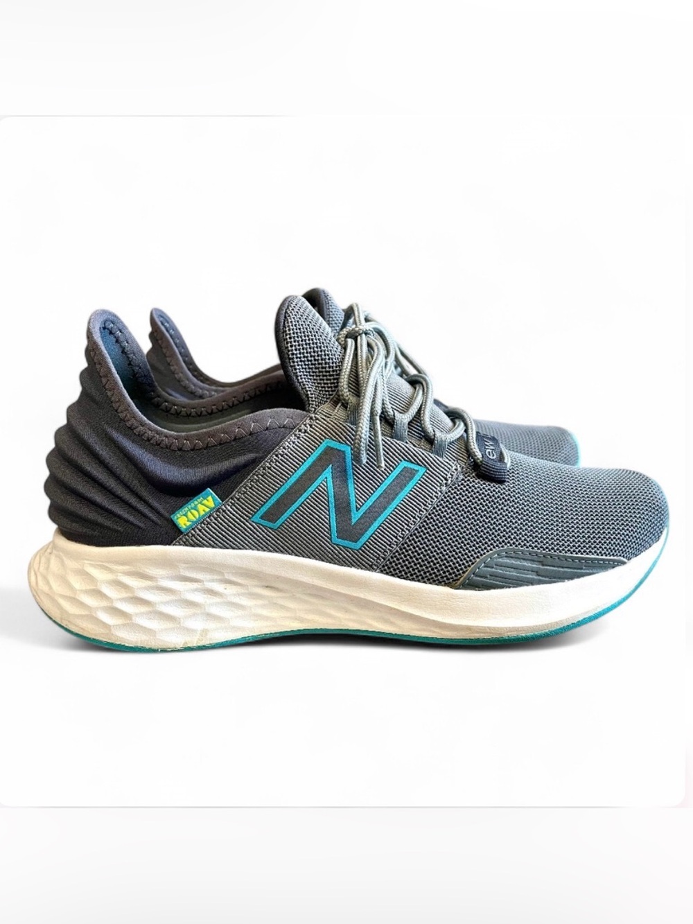 New Balance Roav V1 Fresh Foam Gray Teal Running Shoes Men’s 8.5 Comfort Cushion